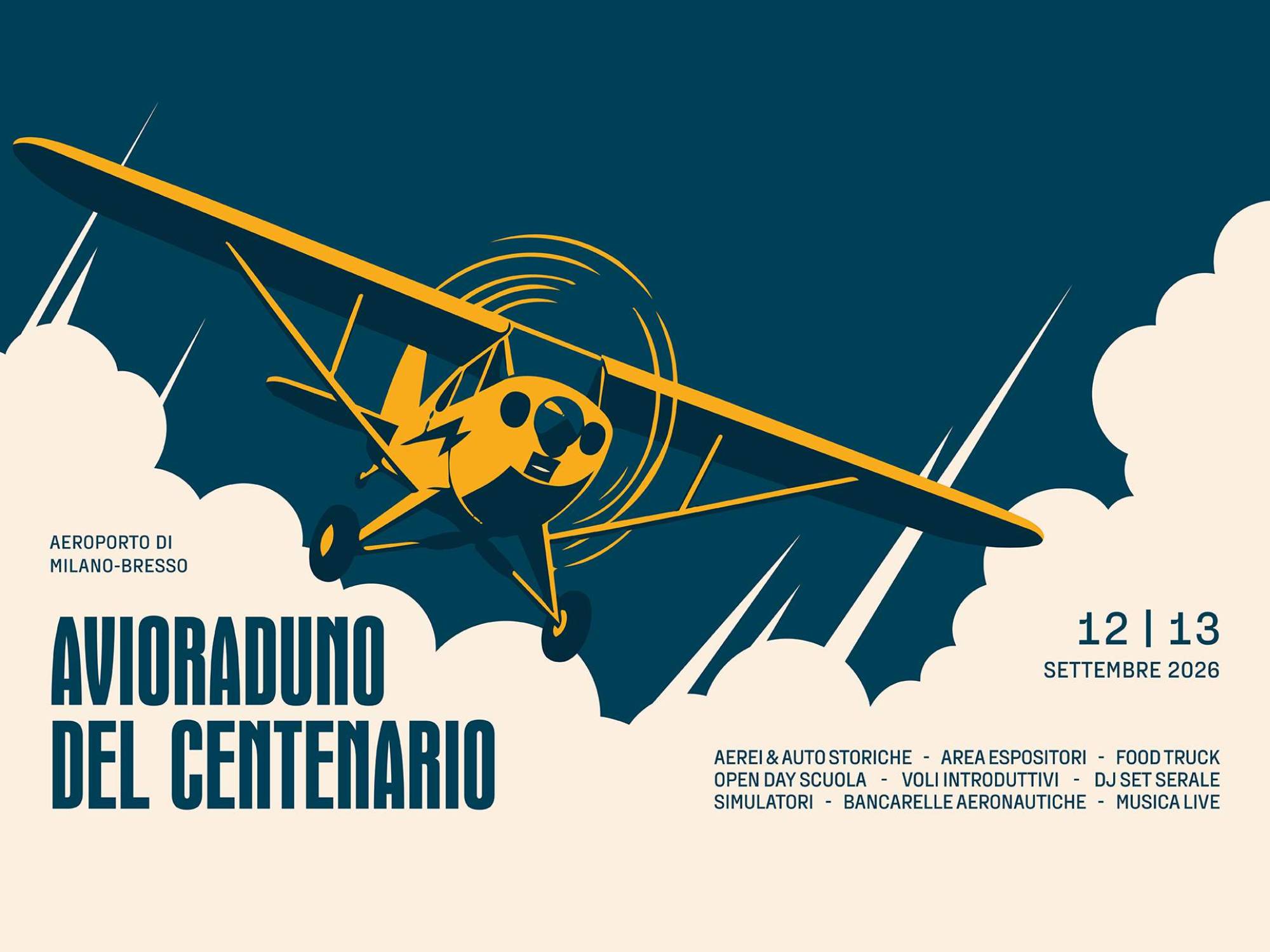 Locandina Avioraduno del Centenario Aero Club Milano, 12-13 settembre 2026